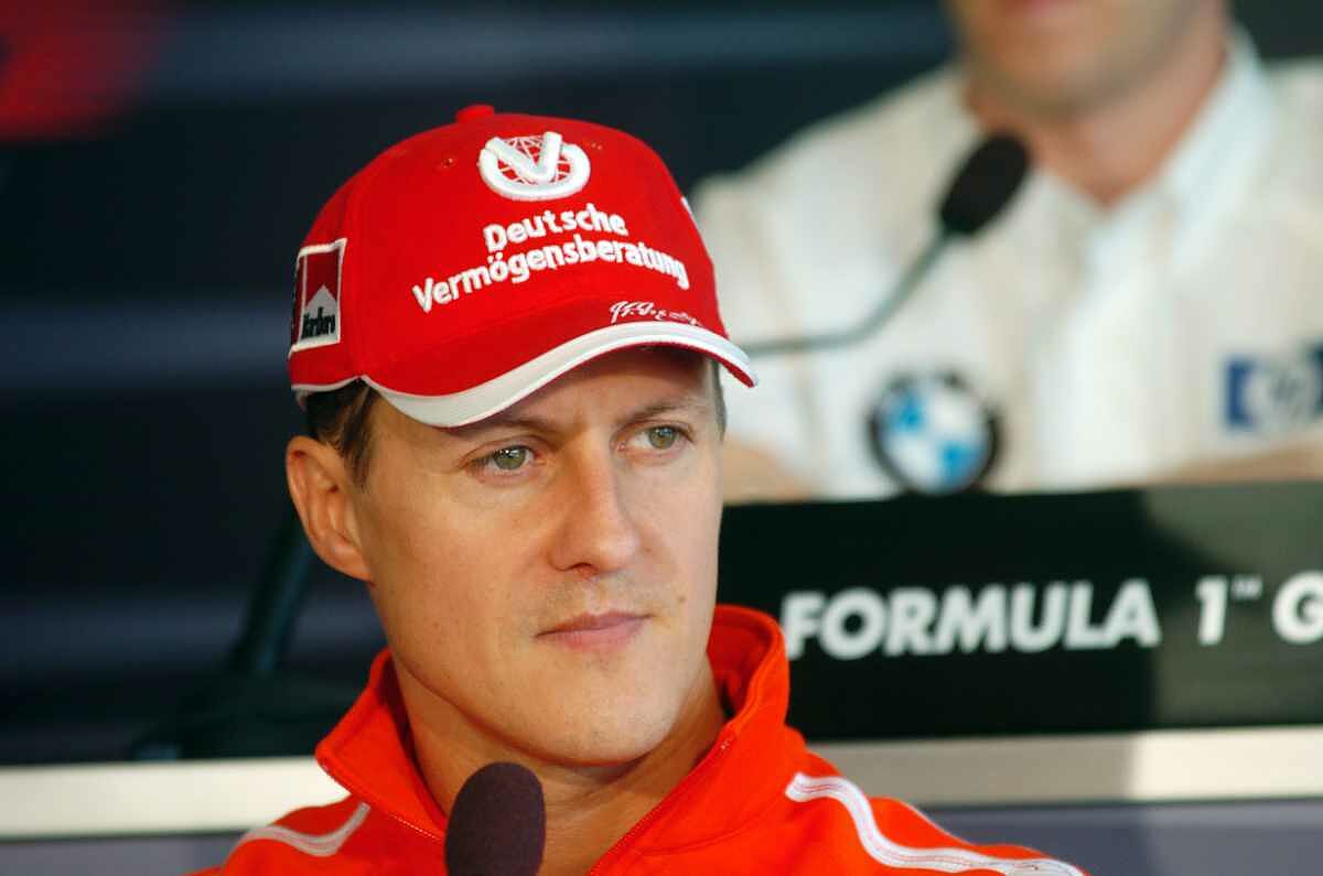 Michael Schumacher durante la conferenza stampa del GP d'Italia