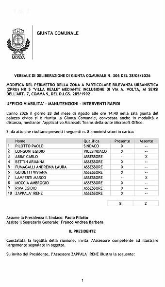 Verbale Giunta Comunale
