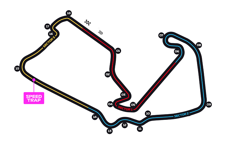 Il layout del circuito di Silverstone sede del GP di Gran Bretagna