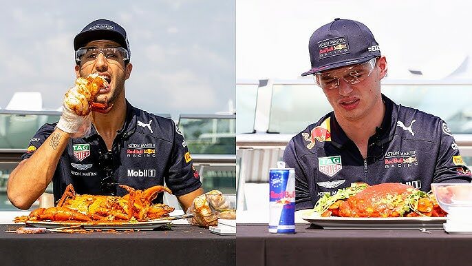 Daniel Ricciardo e Max Verstappen in una challenge culinaria
