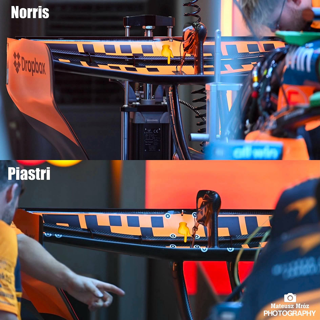 Ala posteriore di Norris in confronto a quella di Piastri - crediti foto Mateusz Mróz