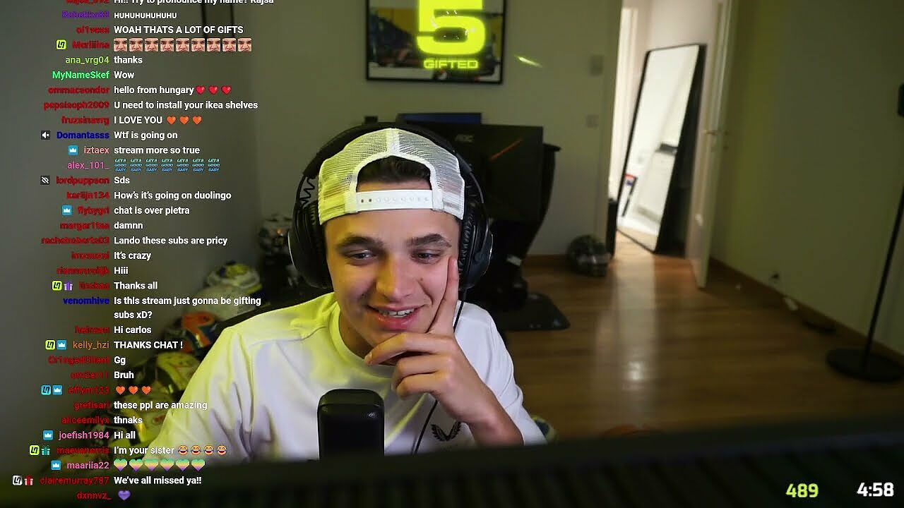 Lando Norris su Twitch nel 2023