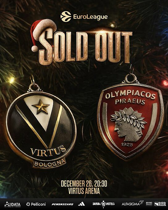 Sold Out alla Virtus Arena per l'arrivo dell'Olympiacos