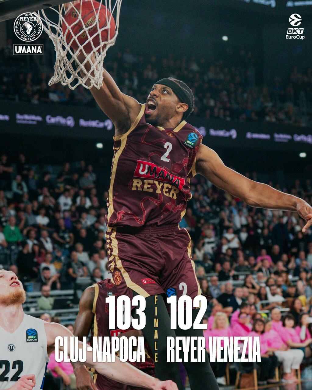 Cluj batte la Reyer all'ot