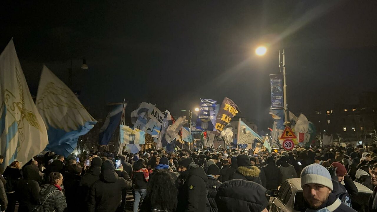Tifosi Lazio a Piazza della Libertà per la festa dei 126 anni