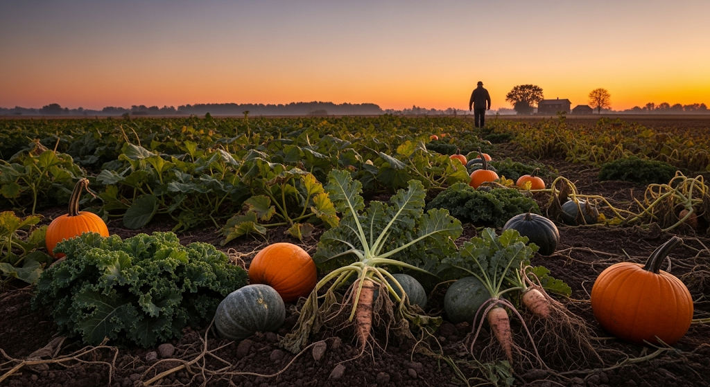 zucche di settembre sparse per i campi