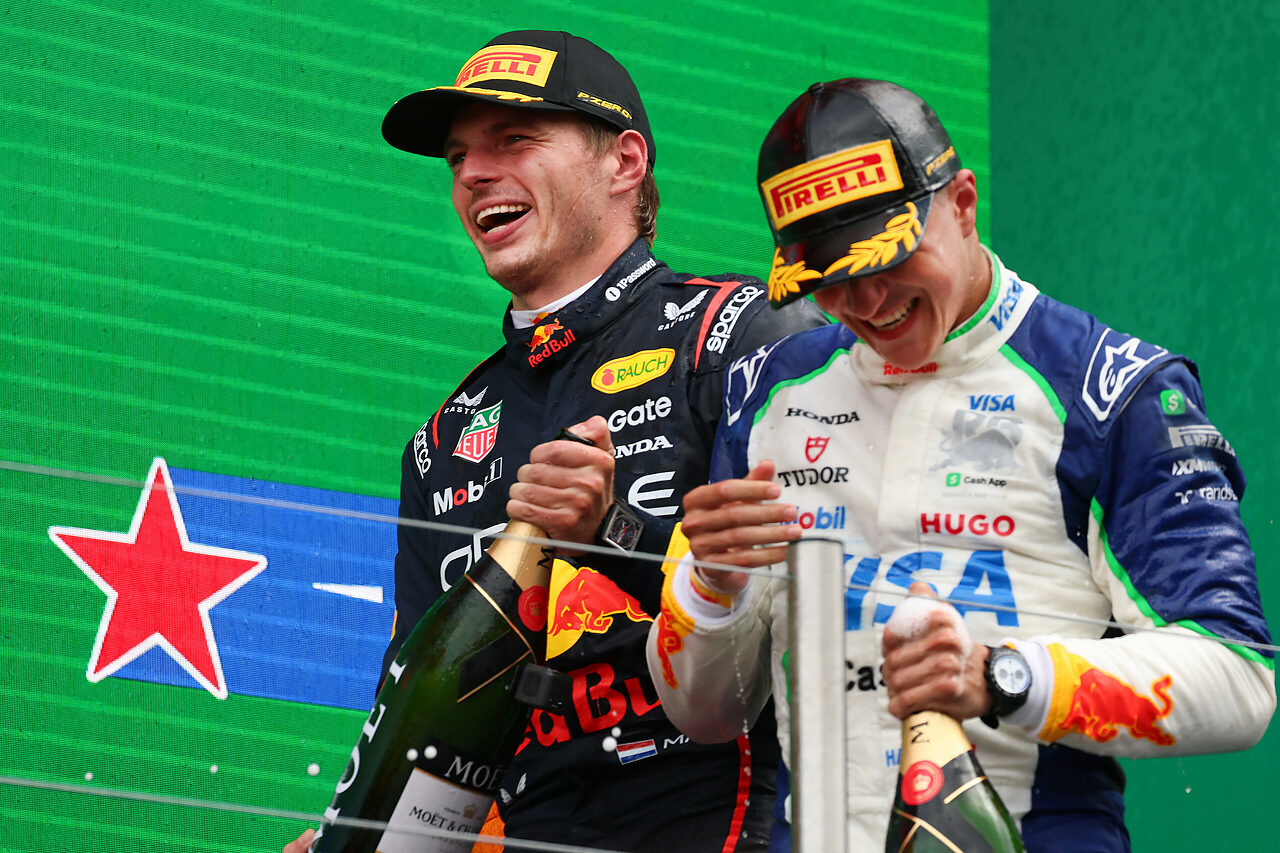 Verstappen Hadjar Podio GP Olanda F1 2025