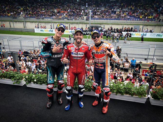 Marquez Dovizioso e Quartararo sul podio del GP d'Austria 2019