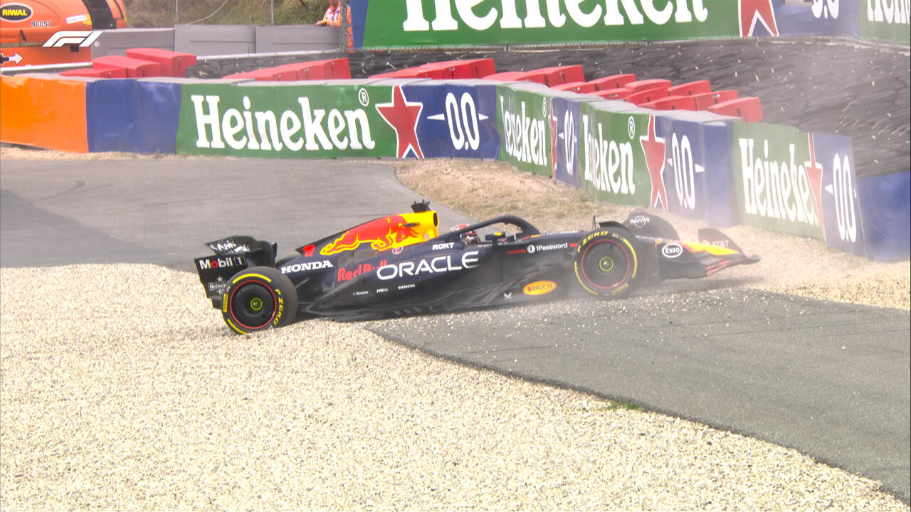 Max Verstappen in ghiaia nelle FP1 a Zandvoort