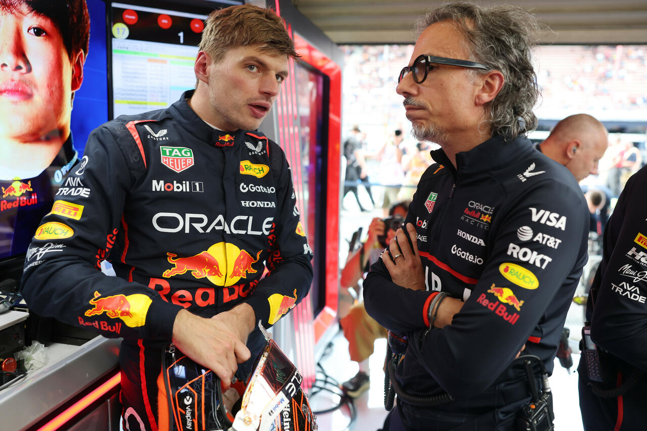 Verstappen Mekies Red Bull Garage F1 GP Belgio 2025