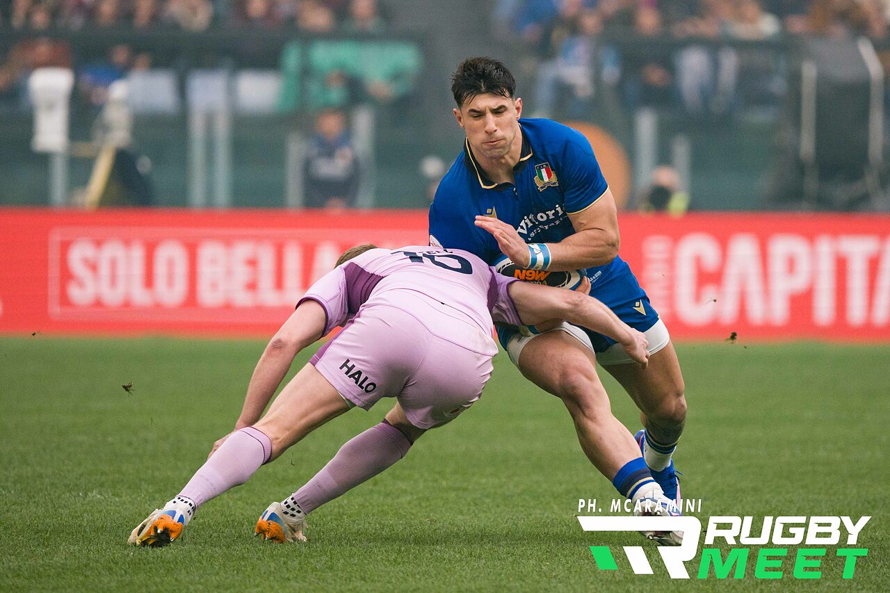 Menoncello in azione durante Italia - Scozia