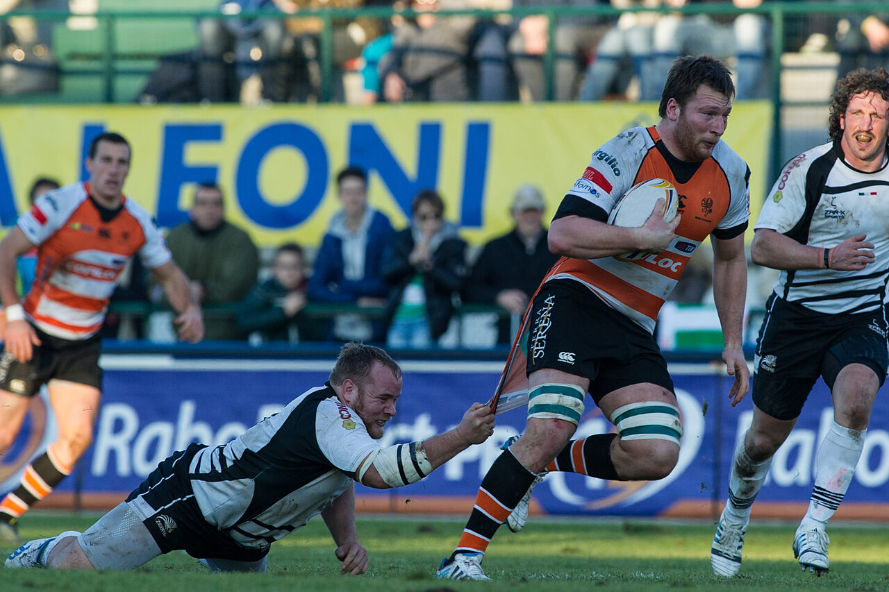 Antonio Pavanello in azione durante Benetton - Zebre