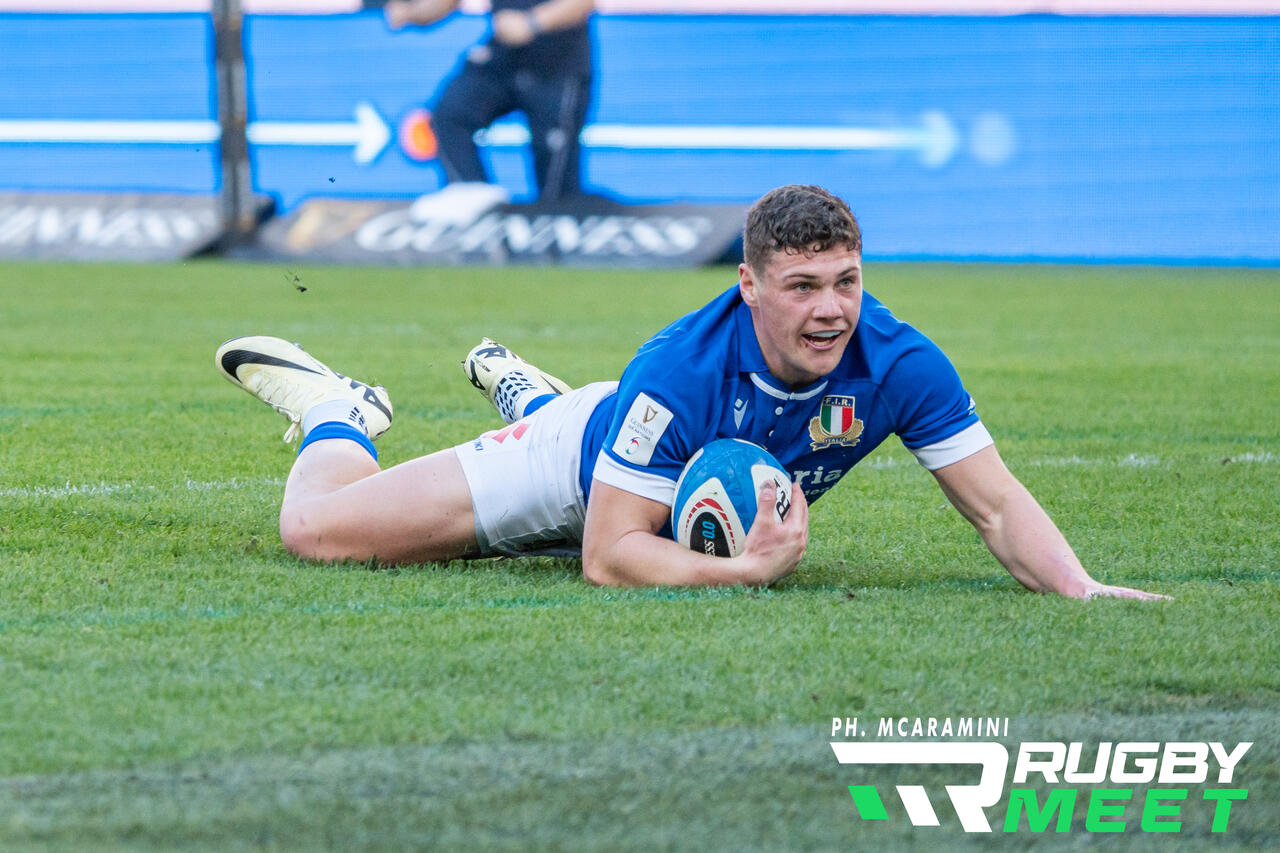 Alessandro Garbisi alla prima meta con l'Inghilterra