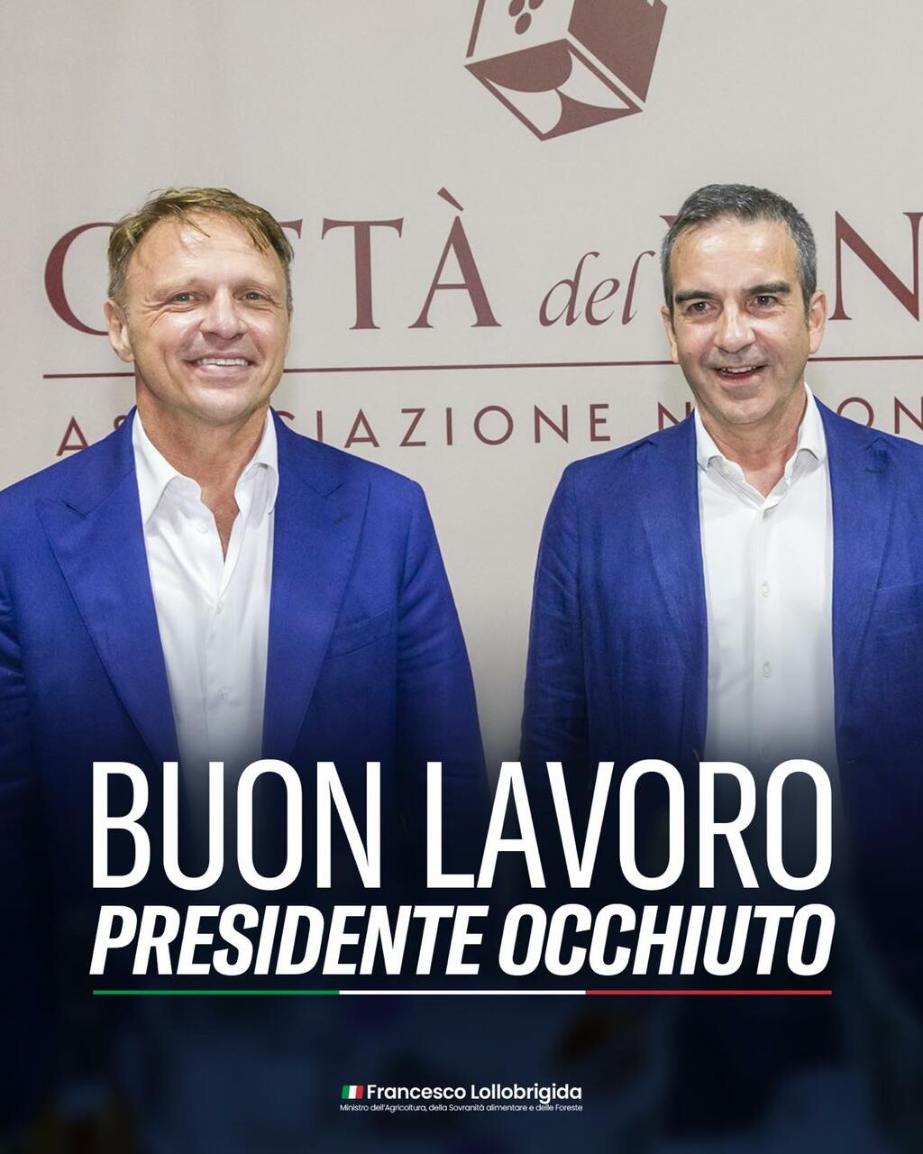 Le congratulazioni di Lollobrigida a Occhiuto