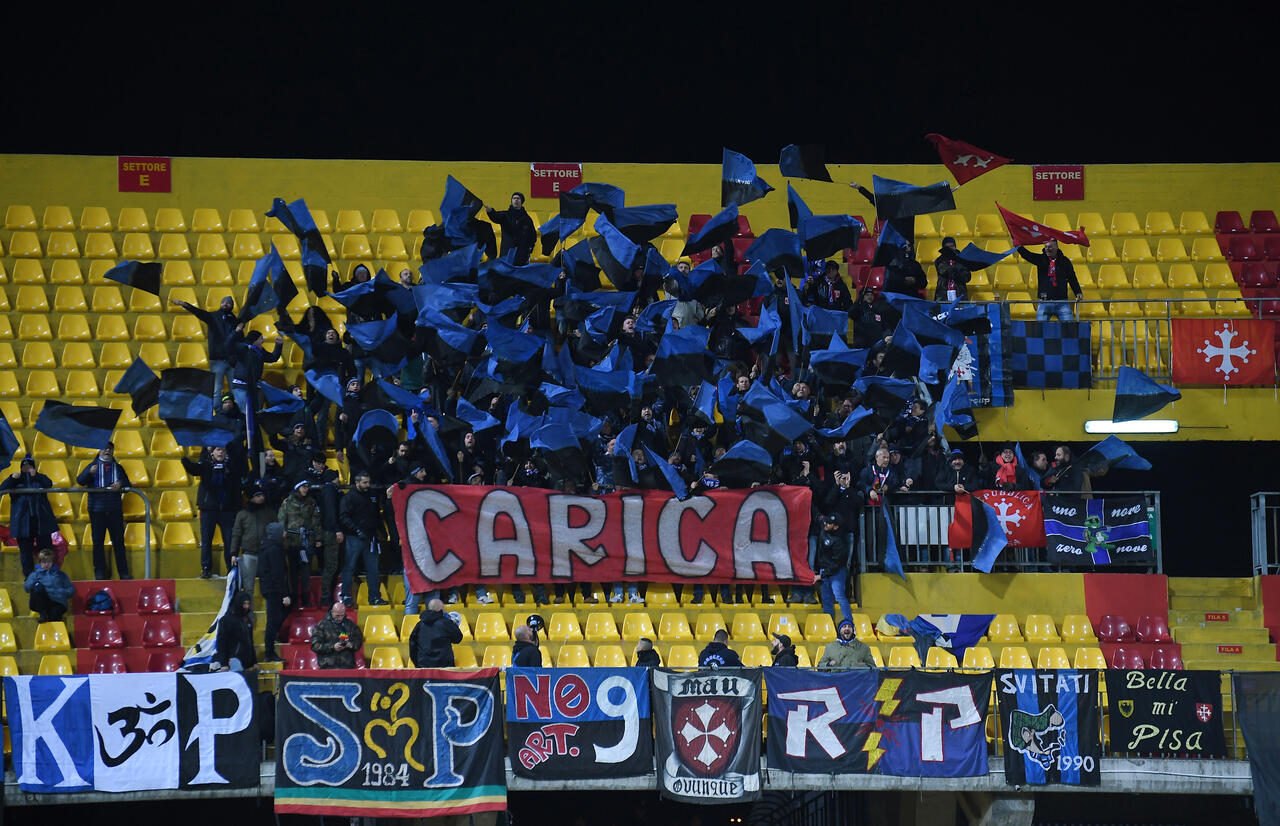 BENEVENTO, ITALY - JANUARY 19: Pisa supporters during the Serie B match between Benevento Calcio and Pisa at Stadio Ciro Vigorito