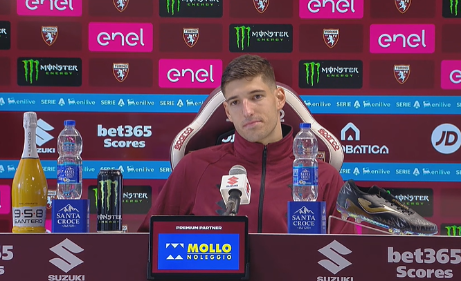 Matteo Prati in conferenza stampa al termine di Torino Lecce