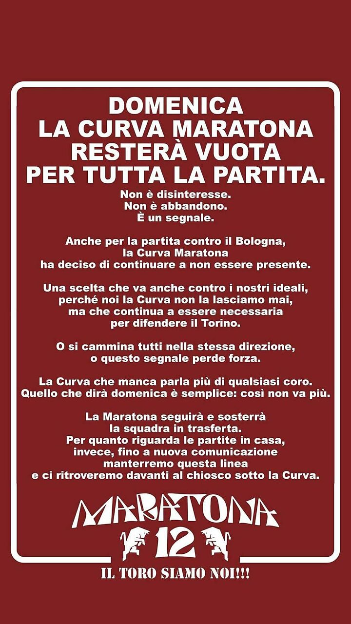 comunicato curva maratona