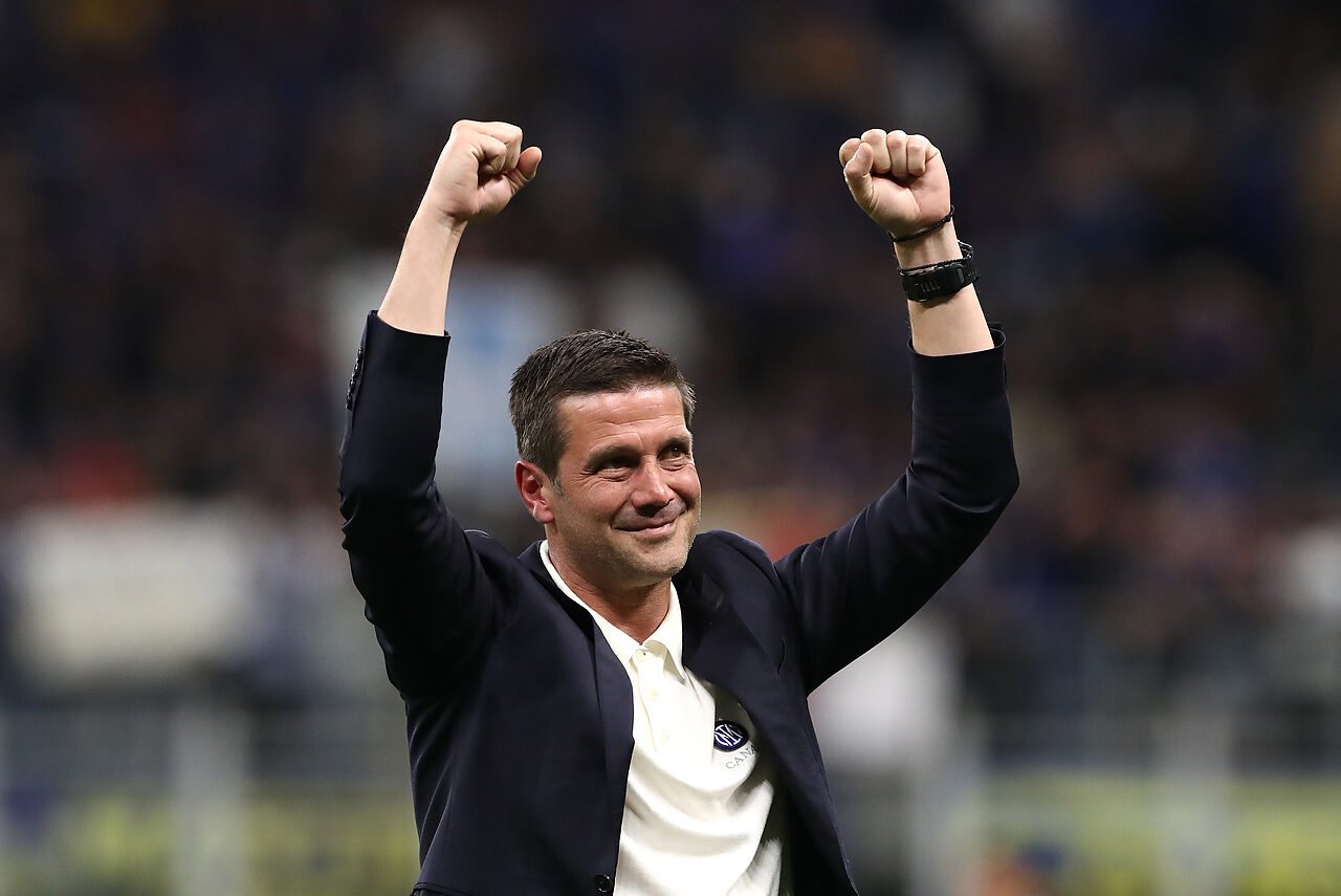 Cristian Chivu, esulta per lo scudetto dell'Inter