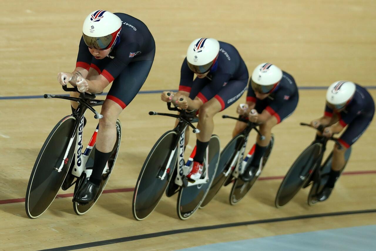 Ethan Hayter, Ollie Wood, Dan Bigham e Ethan Vernon, quartetto maschile britannico medaglia d'argento alle Olimpiadi di Parigi 2024 © Getty Images / John MacDougall