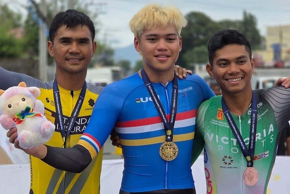 Il podio della cronometro dei Campionati Filippini
