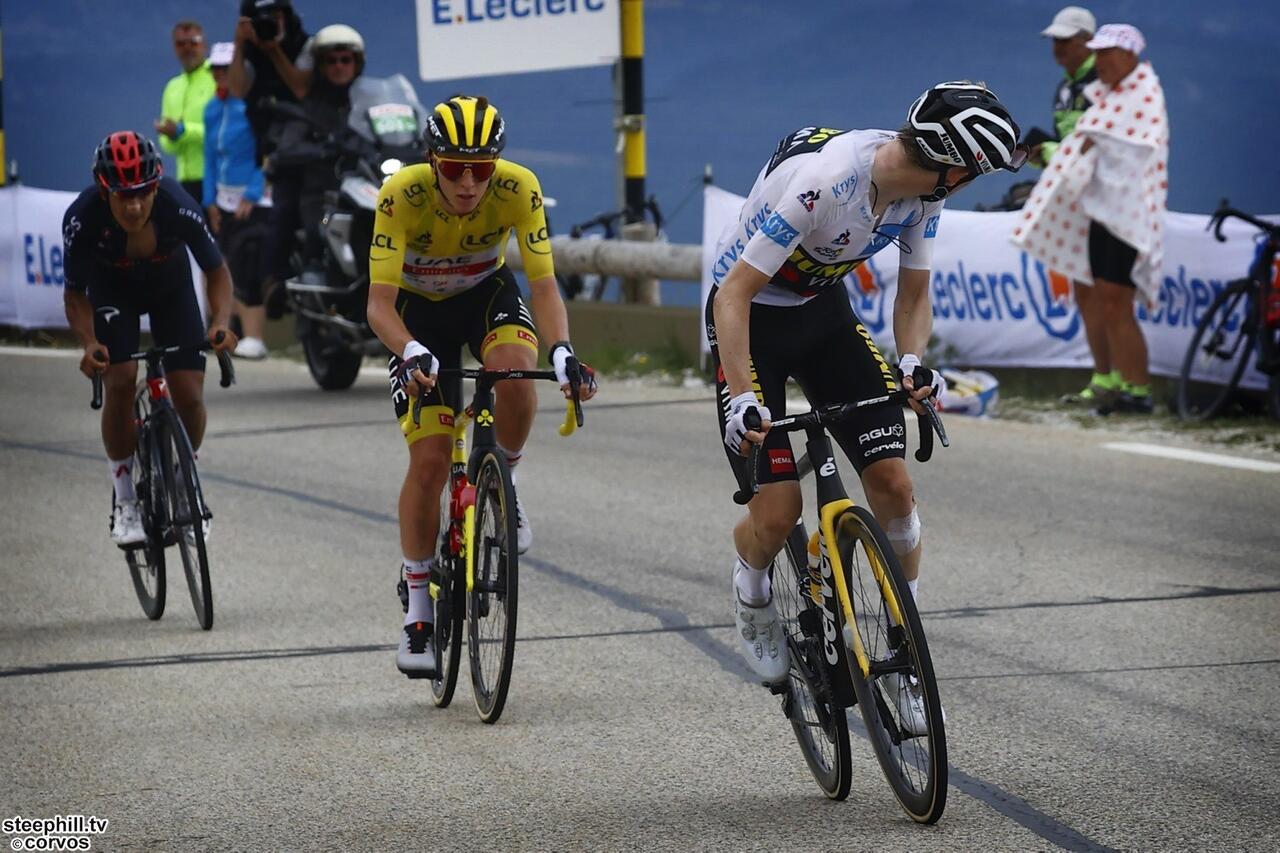 Jonas Vingegaard stacca Tadej Pogacar sul Mont Ventoux nell'undicesima tappa del Tour de France 2021