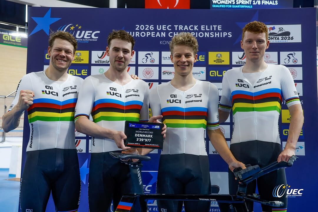 Il quartetto maschile danese stabilisce il nuovo record del mondo in semifinale agli Europei su pista di Konya 2026 ©robertobettini | sprintcycling