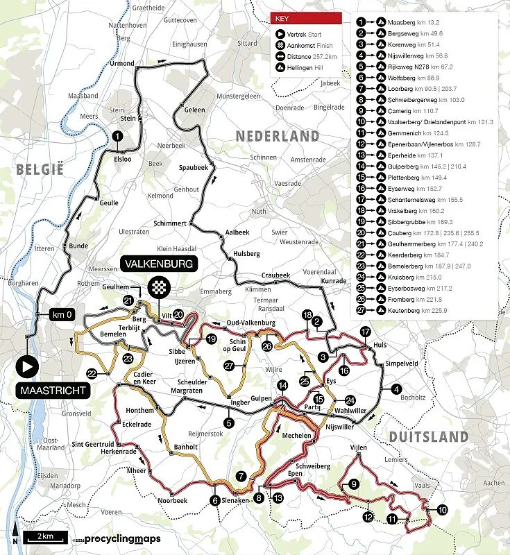 Amstel Gold Race 2026, la planimetria del percorso
