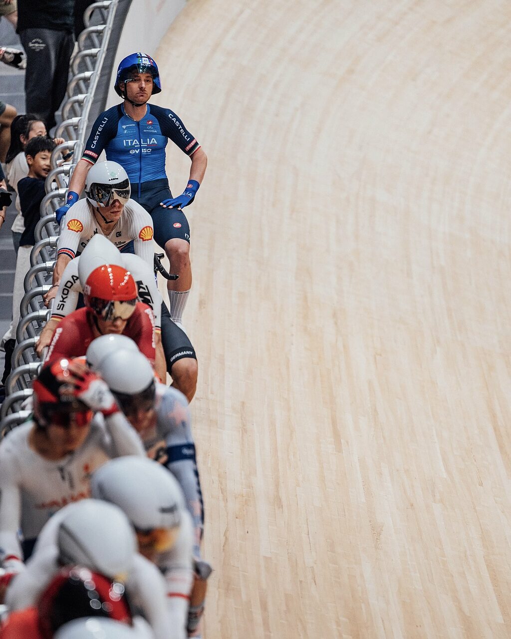 Simone Consonni durante una prova dell'Omnium ai mondiali di Shanghai 2026 ©SWpix
