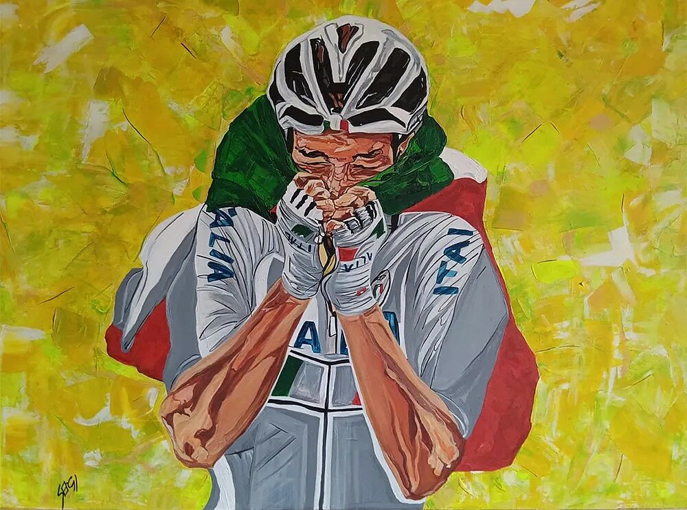 Elia Viviani vince la medaglia d’oro nell’omnium ai giochi olimpici di Rio 2016 ©Illustrazione di Emanuela Sergi