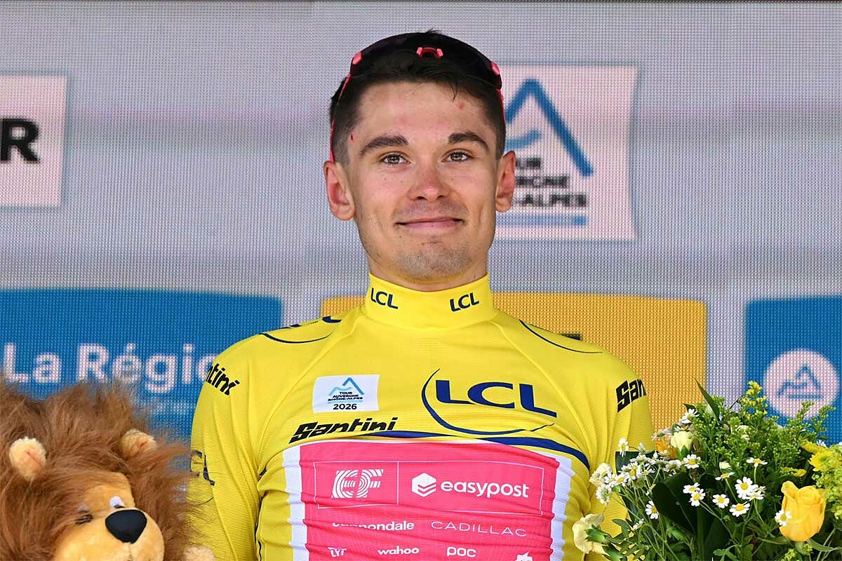 Alex Baudin in maglia gialla al Tour Auvergne - Rhône-Alpes 2026 © EF Pro Cycling