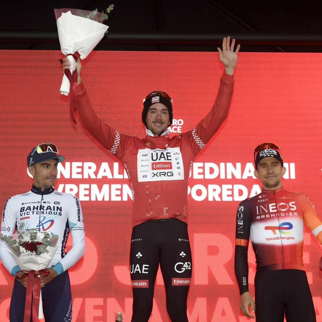 Brandon McNulty vince la Cro Race 2025 su Edoardo Zambanini e Michal Kwiatkowski ©SprintCycling