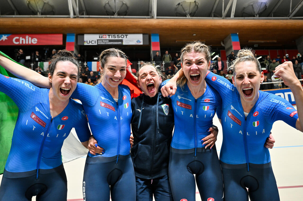Il quartetto femminile campione del mondo ai mondiali di Santiago del Cile 2025 ©SWpix