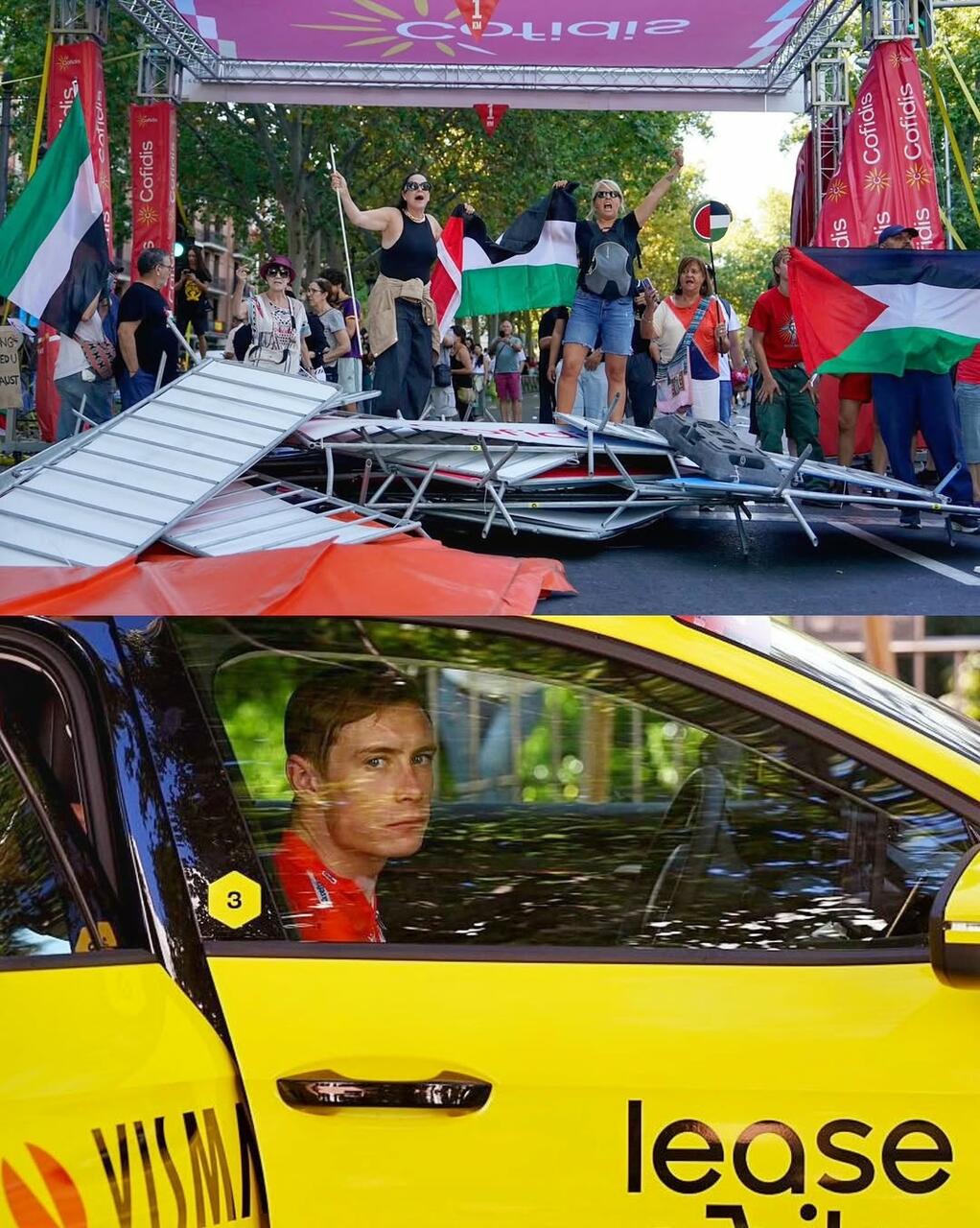 Jonas Vingegaard sale in macchina dopo l'annullamento della tappa di Madrid della Vuelta a España 2025 ©Getty Images