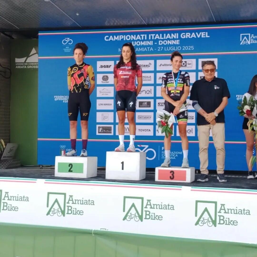 Il podio femminile dei campionati italiani gravel 2025 ©BORN TO WIN Zhiraf BTC CITY Ljubljana