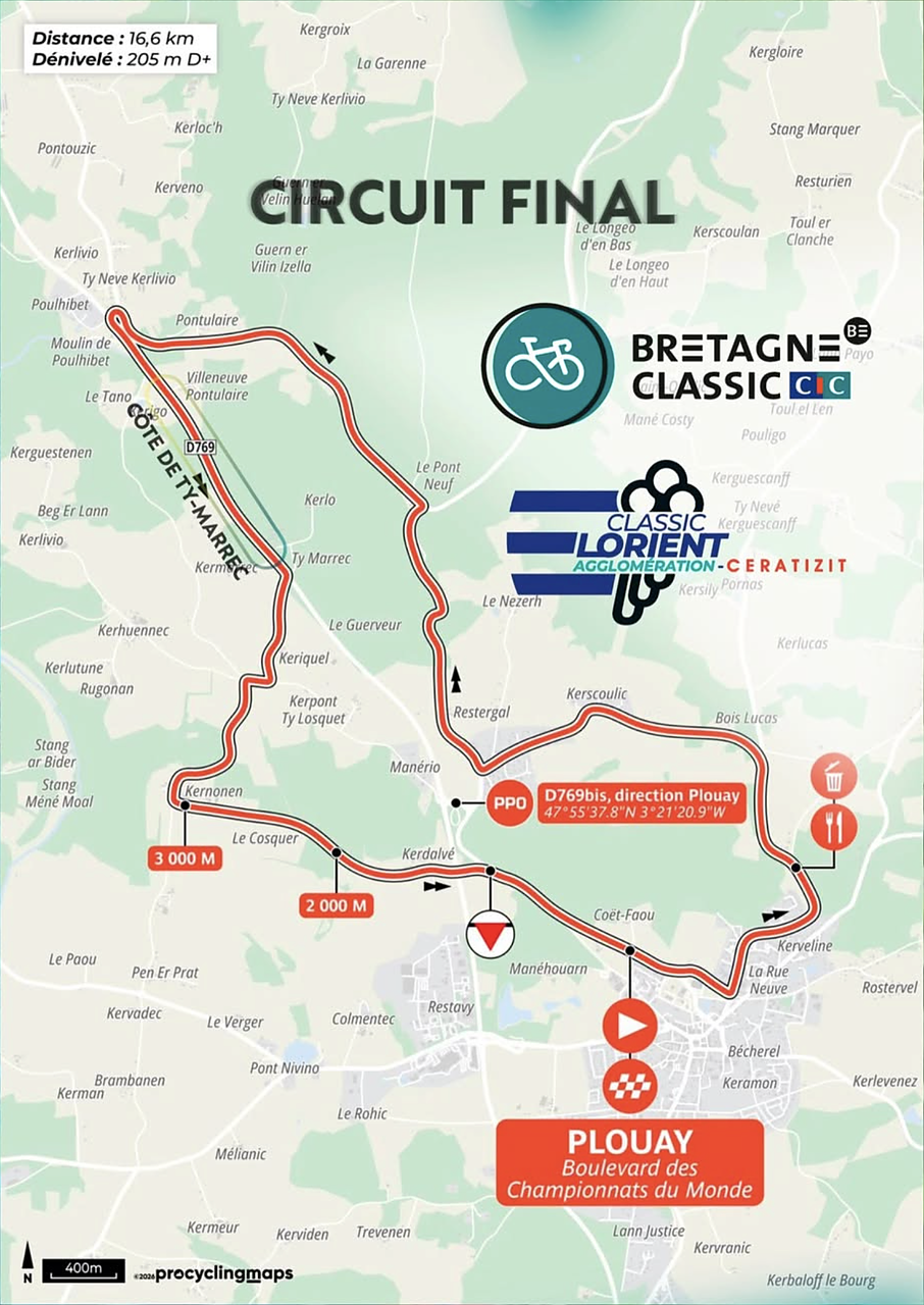 Il circuito finale della Bretagne Classic 2026