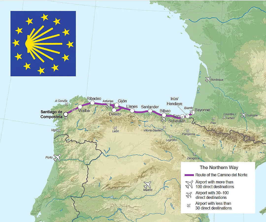 Il percorso del Camino del Norte © Wikipedia
