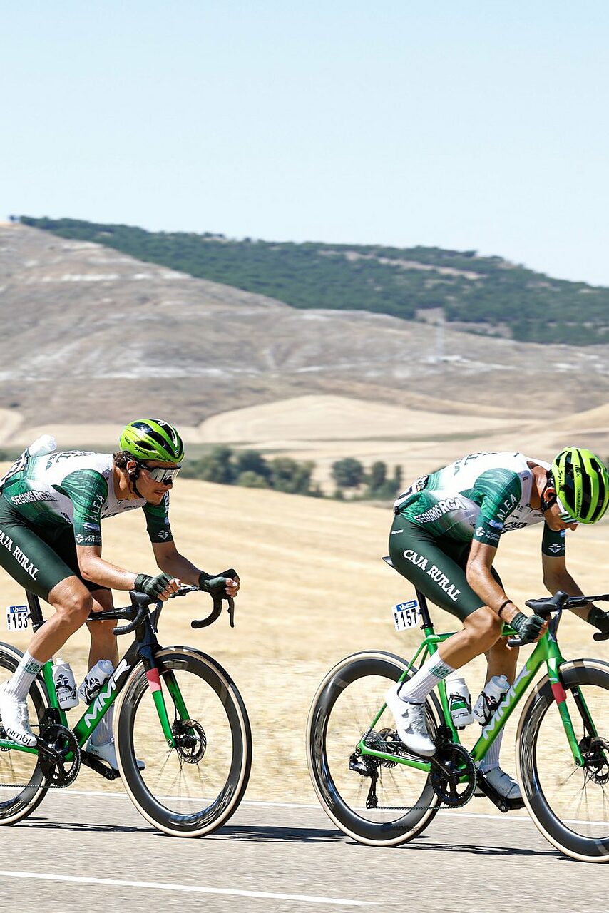 Ibáñez e Aguilera in fuga durante la quarta tappa della Vuelta a Burgos 2026 © Team Caja-Rural RGA via X