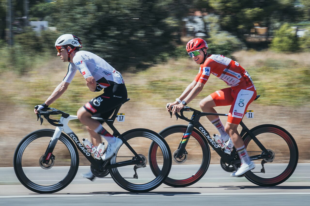 Tadej Pogačar durante l'ottava tappa della Vuelta 2026 ©Cxcling Creative Agency