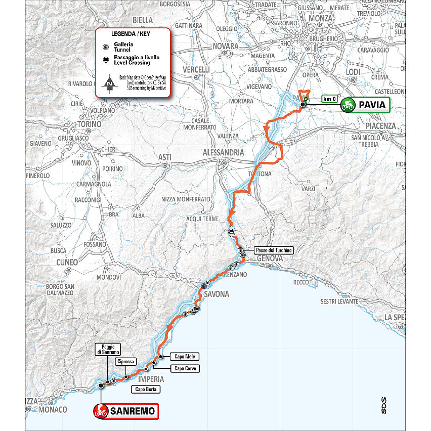 Milano-Sanremo maschile 2026 - la planimetria
