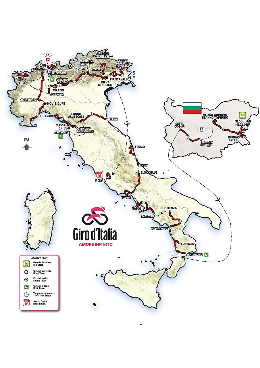 La planimetria generale del Giro d'Italia 2026 ©giroditalia.it
