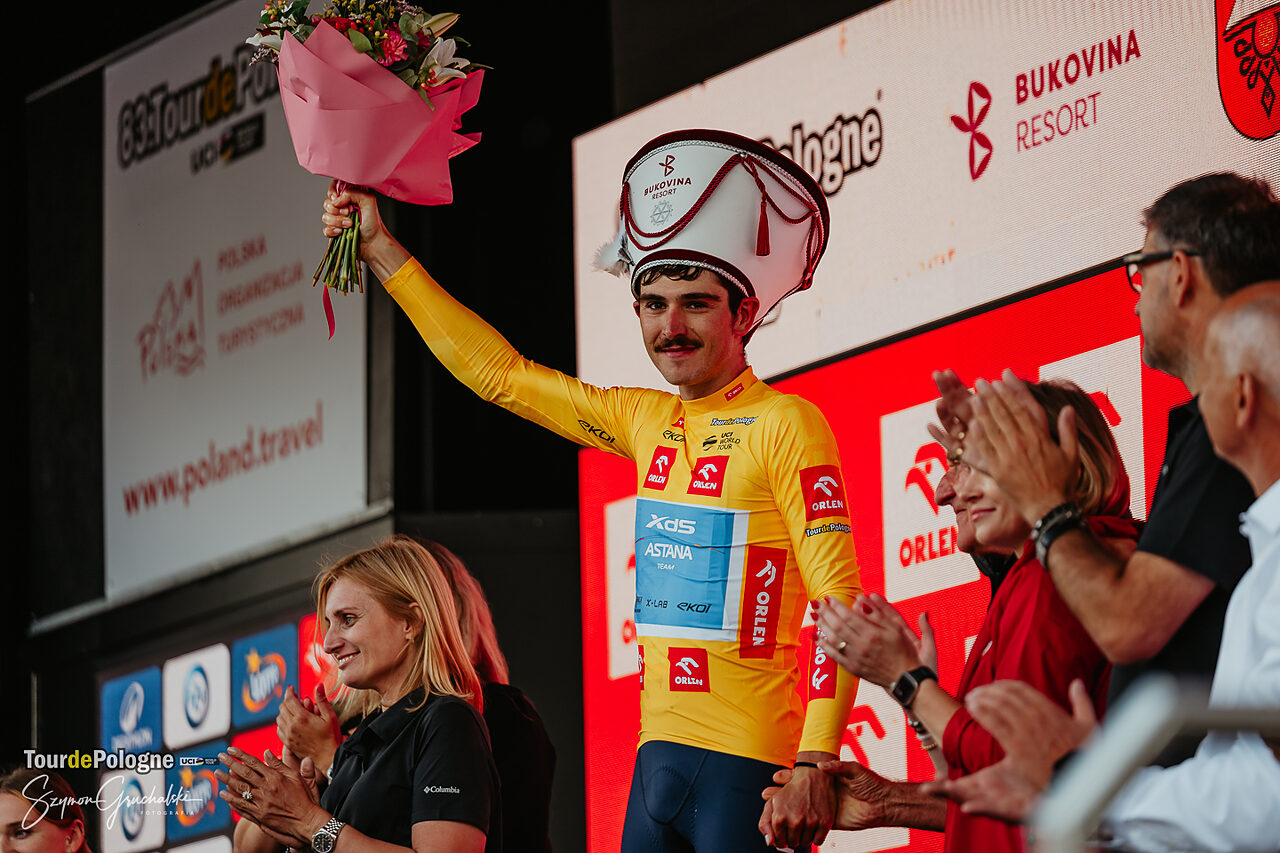 Christian Scaroni in maglia gialla all'83º Tour de Pologne ©Tour de Pologne via X