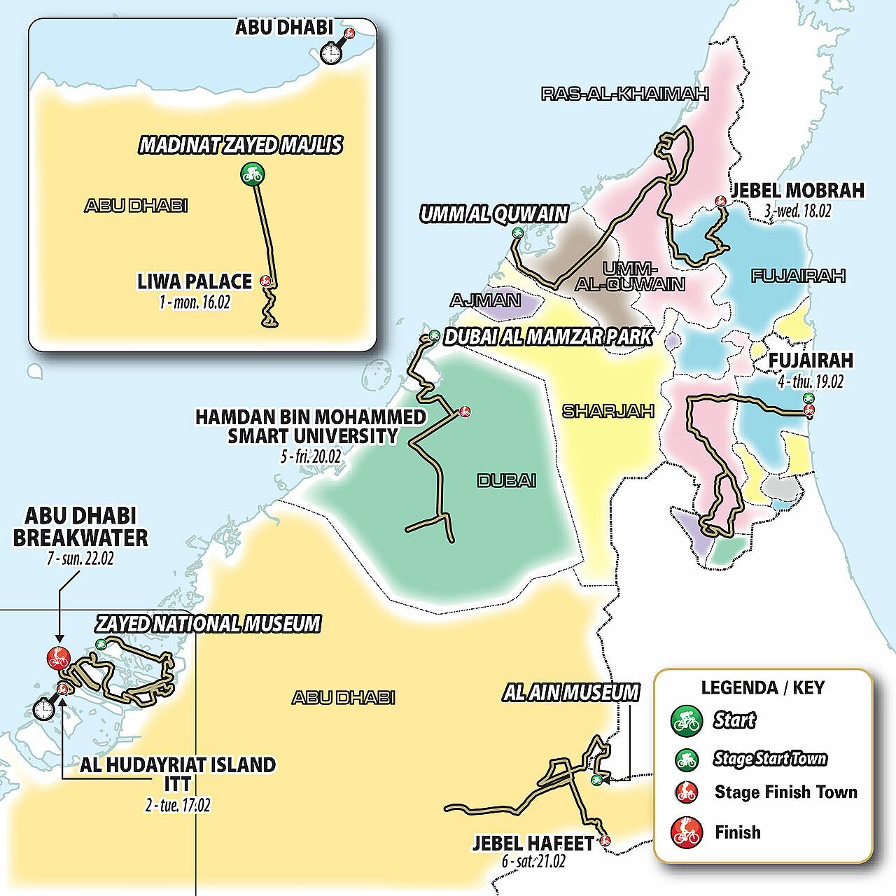 Il percorso dell'UAE Tour 2026