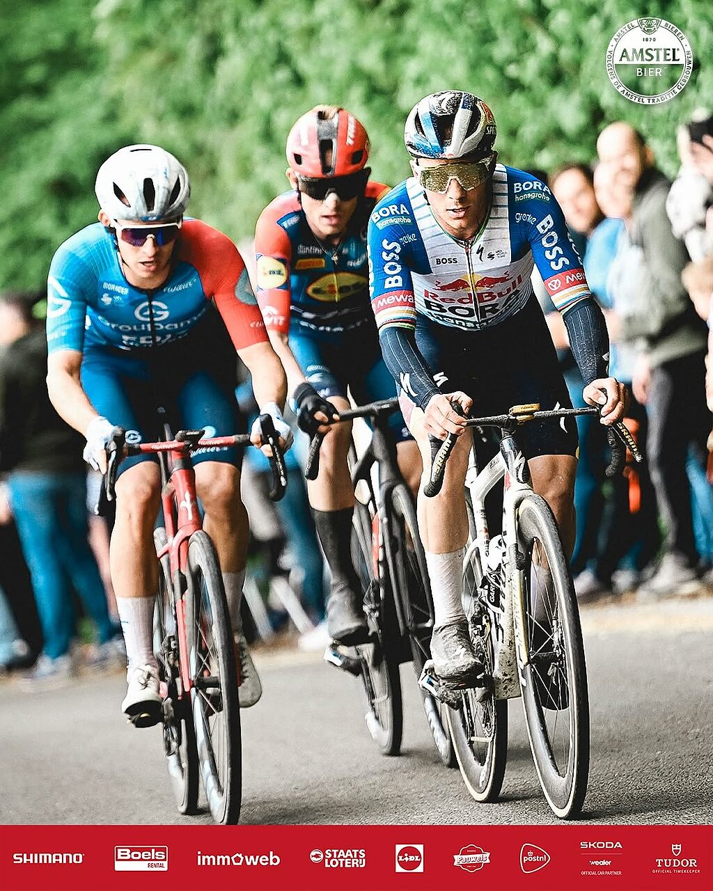 Greogiore, Skjelmose ed Evenepoel all'Amstel Gold Race 2026 ©amstelgoldrace.nl