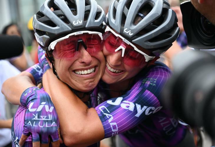 L'emozione di Mavi Garcia dopo la vittoria della seconda tappa del Tour de France Femmes 2025 © Le Tour de France Femmes avec Zwift via X