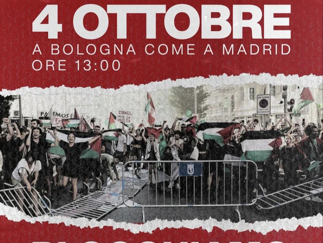 Il volantino che preannuncia manifestazioni nel corso del Giro dell'Emilia 2025