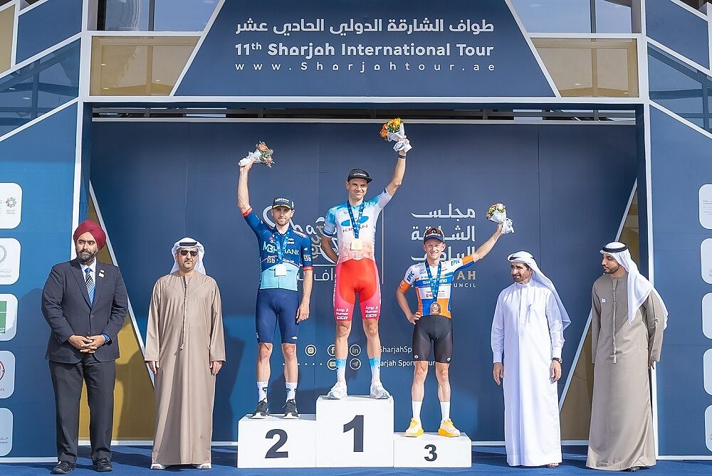 Il podio finale del Tour of Sharjah