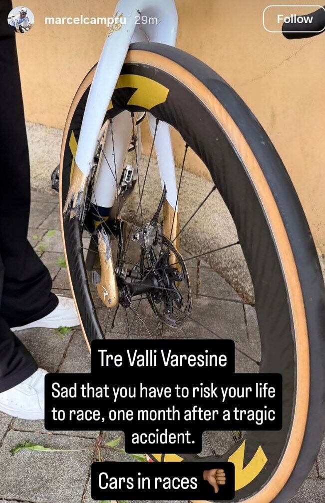 L'incidente di cui è stato vittima il campione spagnolo Marcel Camprubí (via Instagram @marcelcampru)