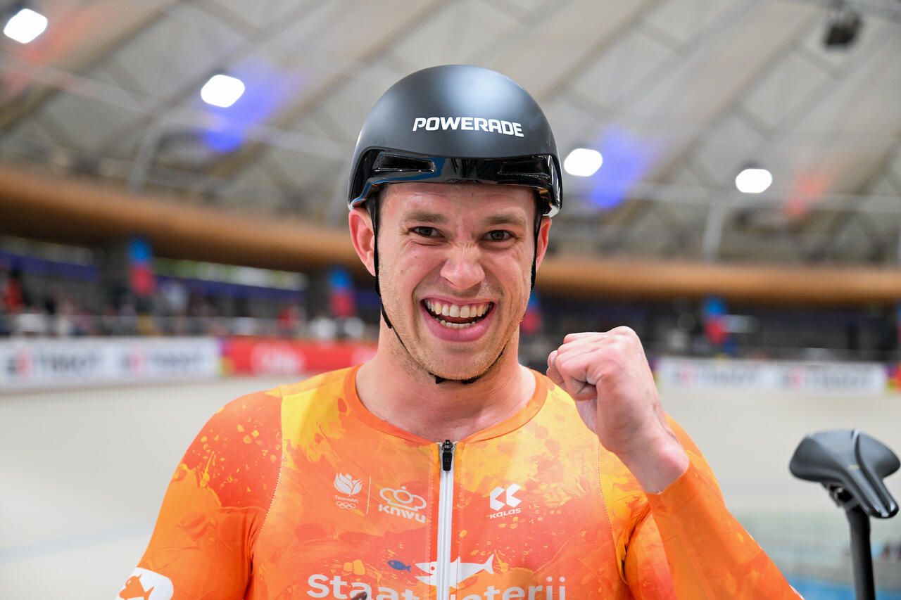 Harrie Lavreysen vince il diciannovesimo titolo mondiale della sua carriera ai mondiali di Santiago del Cile ©SWpix