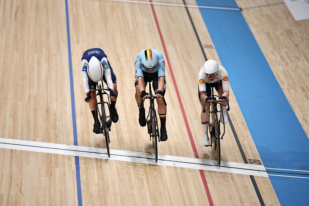 Victoire Berteau vince la terza prova dell'Omnium femminile, la corsa a Eliminazione ©UCI Track Cycling