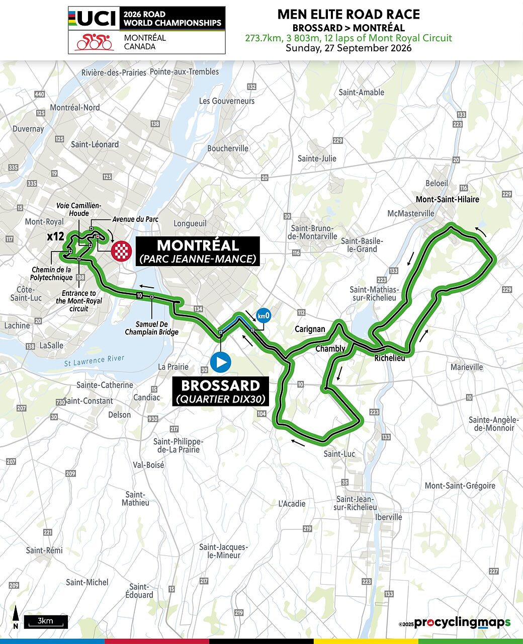 Mondiale Montréal 2026: la planimetria del percorso ©UCI